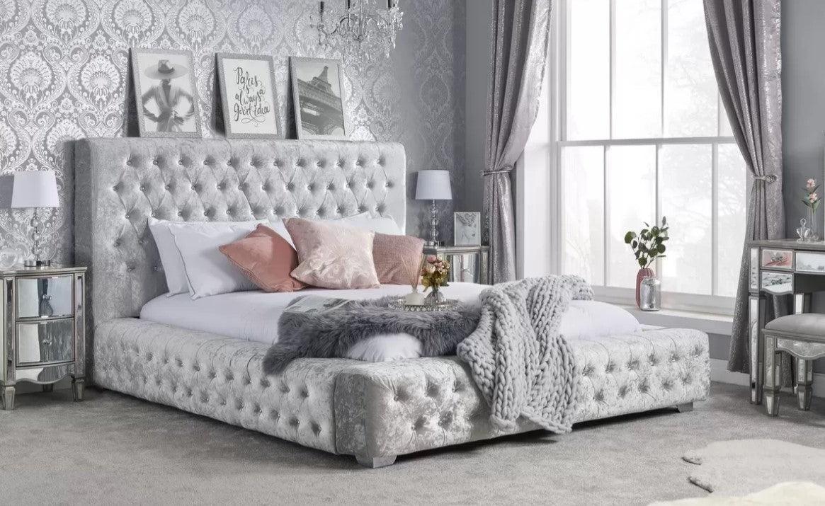 Experience Luxury with the Grande Ambassador Crushed Velvet Diamond Buttoned Bed - loveyourbed.co.uk