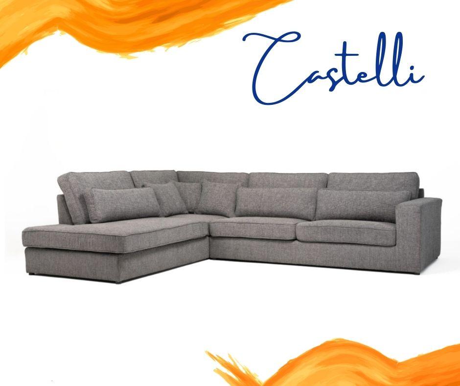 Castelli Fabric Chunky Corner Sofa Suite - Mushroom