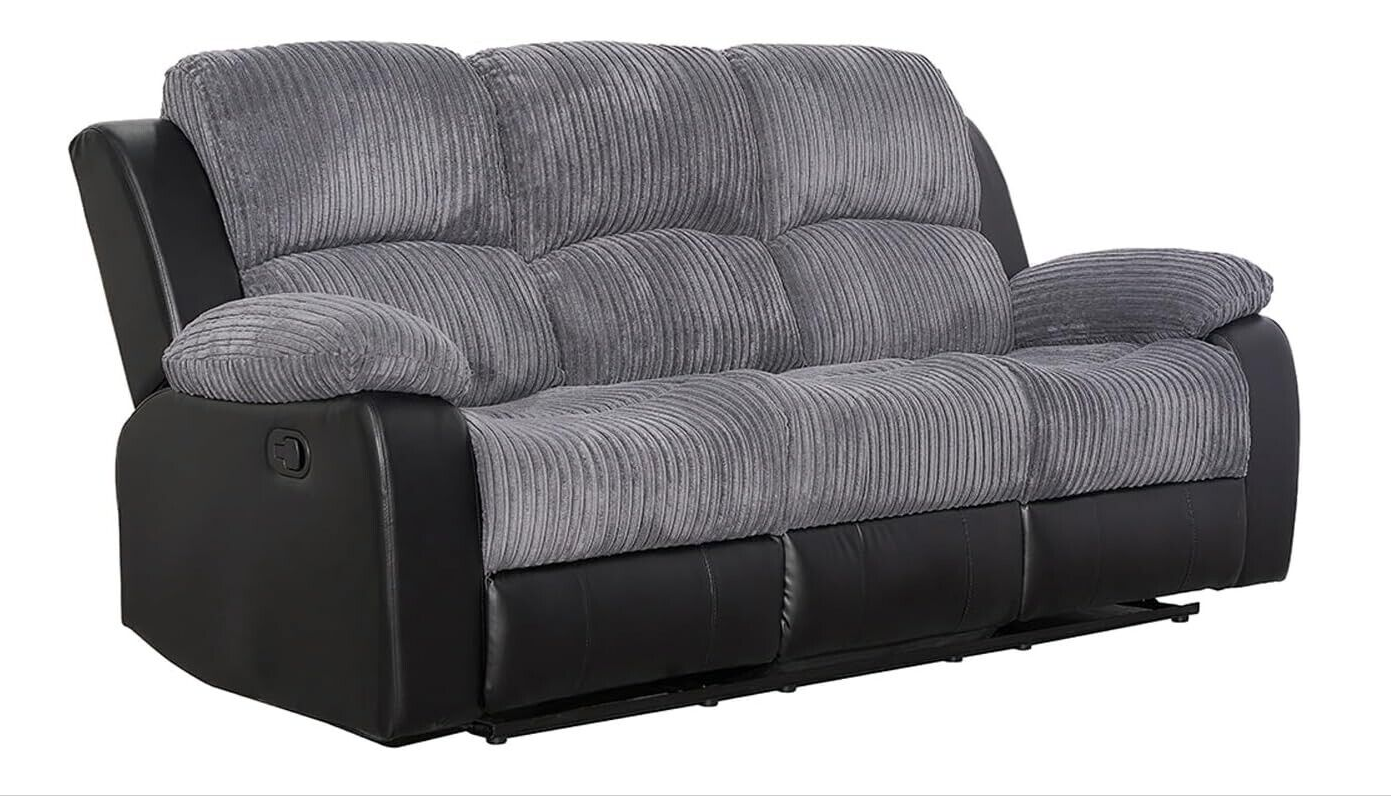 Rio Fabric Grey Jumbo Cord Sofa 3+2