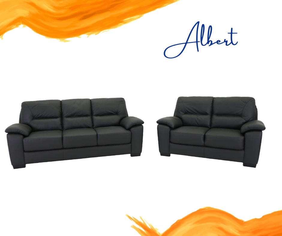 Albert Real Leather Sofa Set