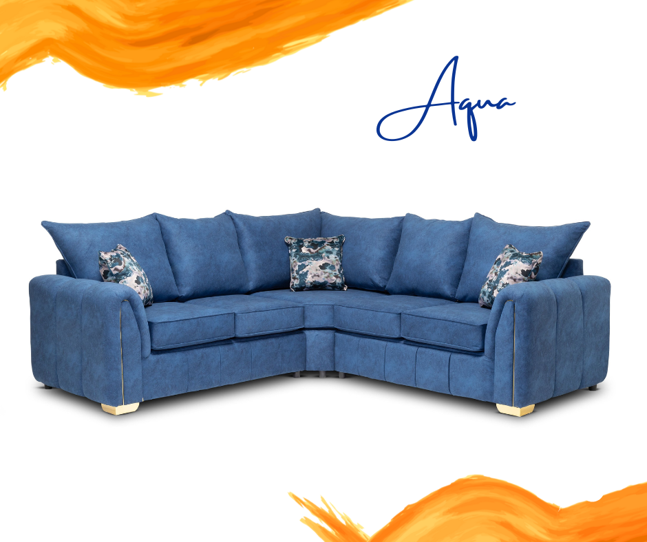 Aqua Fabric Corner Sofa