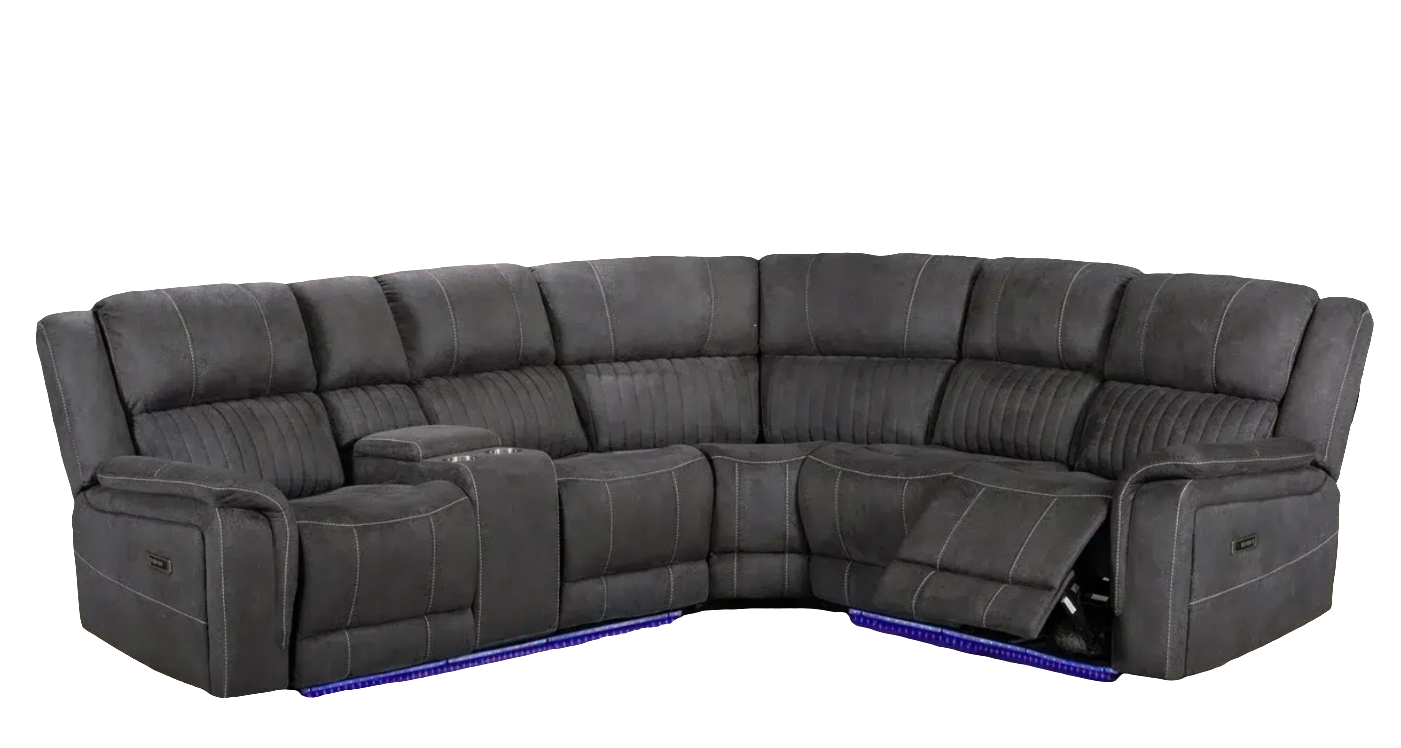 Cassa Corner Sofa With Power Recliners And LED Lights